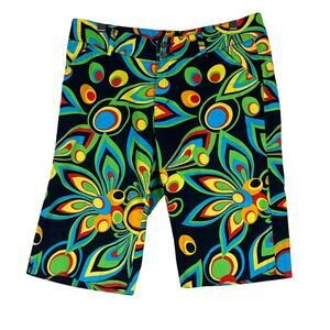 LoudMouth Golf Shorts Womens 8 Multicolor Cotton Abstract Print Boho Psychedelic